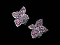 Пусеты из серебра с рубинами э0699пс08240363