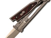 Фронтальный складной нож Reate EXO-M, сталь Elmax, рукоять чёрно-красный G10