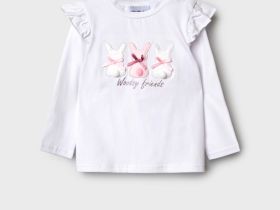 Фуфайка детская трикотажная для девочек (футболка с длинными рукавами)