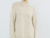 Вязаный джемпер с бахромой, Бежевый