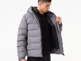 Мужской стёганый пуховик Lacoste с капюшоном
