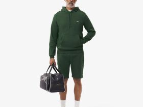 Мужское худи Lacoste классического кроя с флисом