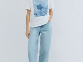 Футболка с цветочным принтом, Белый