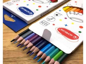 Набор карандашей цветных двусторонних трехгранных Acmeliae 12 шт/24 цв, в картонном футляре