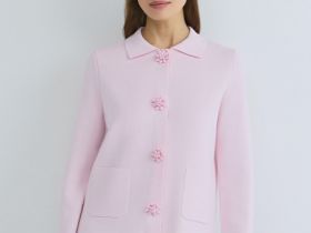 Кардиган с фигурными пуговицами, Розовый