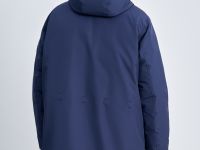 Пуховое пальто с капюшоном и отложным воротником