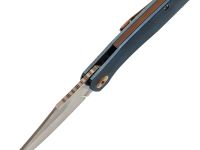 Складной нож Assassin knives Mini Rex Flipper, сталь Damascus, рукоять титан, синий