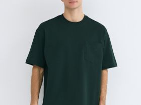 Футболка из плотного хлопка с карманом, Зеленый