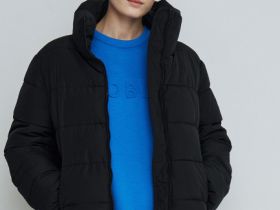 Утеплённая куртка с воротником-стойкой, Черный