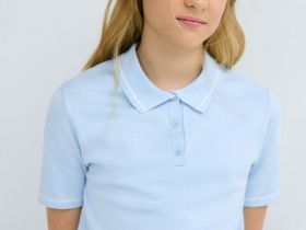 Вязаное поло для девочек, Голубой