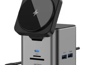 Беспроводное зарядное устройство WIWU Cube Hub 9 в1 Docking 100W Type-C/PD3.0/USB3.0х3/HDMI/RJ45/SD/TF (Wi-W025) (серый)