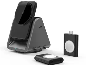 Беспроводное зарядное устройство WIWU Coolpad Wireless Charger 15W 3 в 1 для iPhone/Apple Watch/AirPods (Wi-W018) (черный)