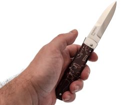 Автоматический складной нож Mikov Predator, сталь N690, рукоять Raffir, красный