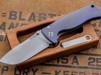 Нож складной LionSteel SR2 V (VIOLET) Mini, сталь Uddeholm Sleipner® Satin Finish, рукоять титан по технологии Solid®, фиолетовый
