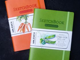 Скетчбук для акварели Малевичъ 14,5х19,5 18 л 200 г, 100% хлопок, красный