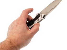 Складной нож TuoTown Tiburon satin, сталь Tmax, рукоять Grey Crystal Ti/Chaotic Black CF