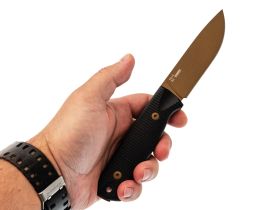 Нож Hot Knife Hoot, сталь D2 cerakote bronze, рукоять G10, черный