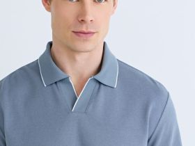 Поло из шелковистого пике, Синий