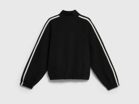 Толстовка на молнии с лампасами для девочек, Черный