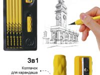 Набор чернографитных карандашей Acmeliae "For exam" 10 шт, 2B, с держателем-ластиком и точилкой