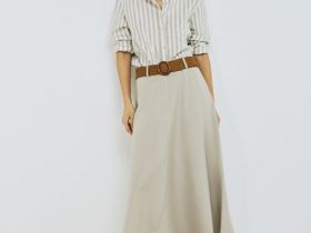 Длинная юбка А-силуэта, Бежевый