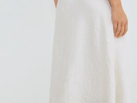 Атласная юбка из жатой ткани, Бежевый