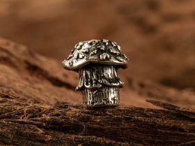 Бусина для темляка Мухоморчик, мельхиор