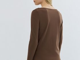 Лонгслив с квадратным вырезом, Коричневый