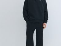 Толстовка с воротником-стойкой на молнии, Черный