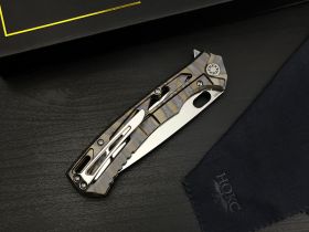 Складной нож НОКС Майор Elite, сталь М390, рукоять титан, Tiger Stripe Flamed