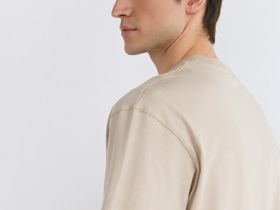 Футболка из плотного хлопка с контрастными деталями, Бежевый