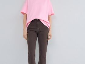 Прямые джинсы со средней посадкой, Коричневый