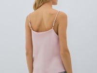 Сатиновый топ с кружевом, Розовый