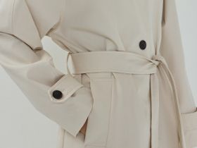 Однобортный длинный плащ, Бежевый