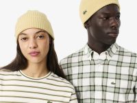 Шерстяная шапка Lacoste унисекс в рубчик
