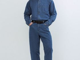 Джинсовая рубашка на пуговицах, Синий