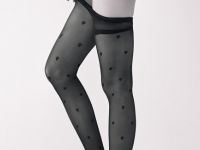 Колготки с узором в виде сердечек, Черный
