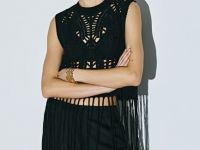 Топ кроше с бахромой, Черный