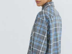 Рубашка в клетку на кнопках, Голубой