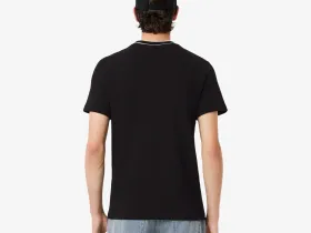 Мужская футболка Lacoste Paris с воротником в полоску из эластичного хлопка