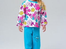 Комплект трикотажный для девочек: толстовка, брюки