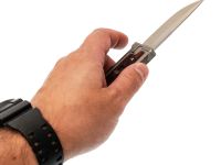 Фронтальный складной нож Reate EXO-M, сталь Elmax, рукоять чёрно-красный G10