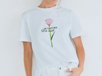 Футболка с цветочным принтом, Белый