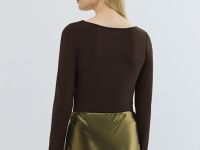 Боди с длинным рукавом, Коричневый