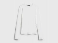 Лонгслив в рубчик, Белый