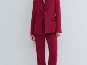 Однобортный приталенный жакет, Красный