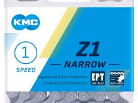 Цепь с антикоррозийным покрытием KMC Z1-Narrow, 1 скорость, для односкоростных и планетарных приводо (серый 112 звеньев)