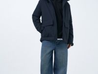 Утеплённая парка с накладными карманами, Синий