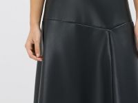 Асимметричная юбка миди из искусственной кожи, Черный