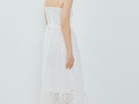 Сарафан из хлопка с вышивкой и воланом, Белый